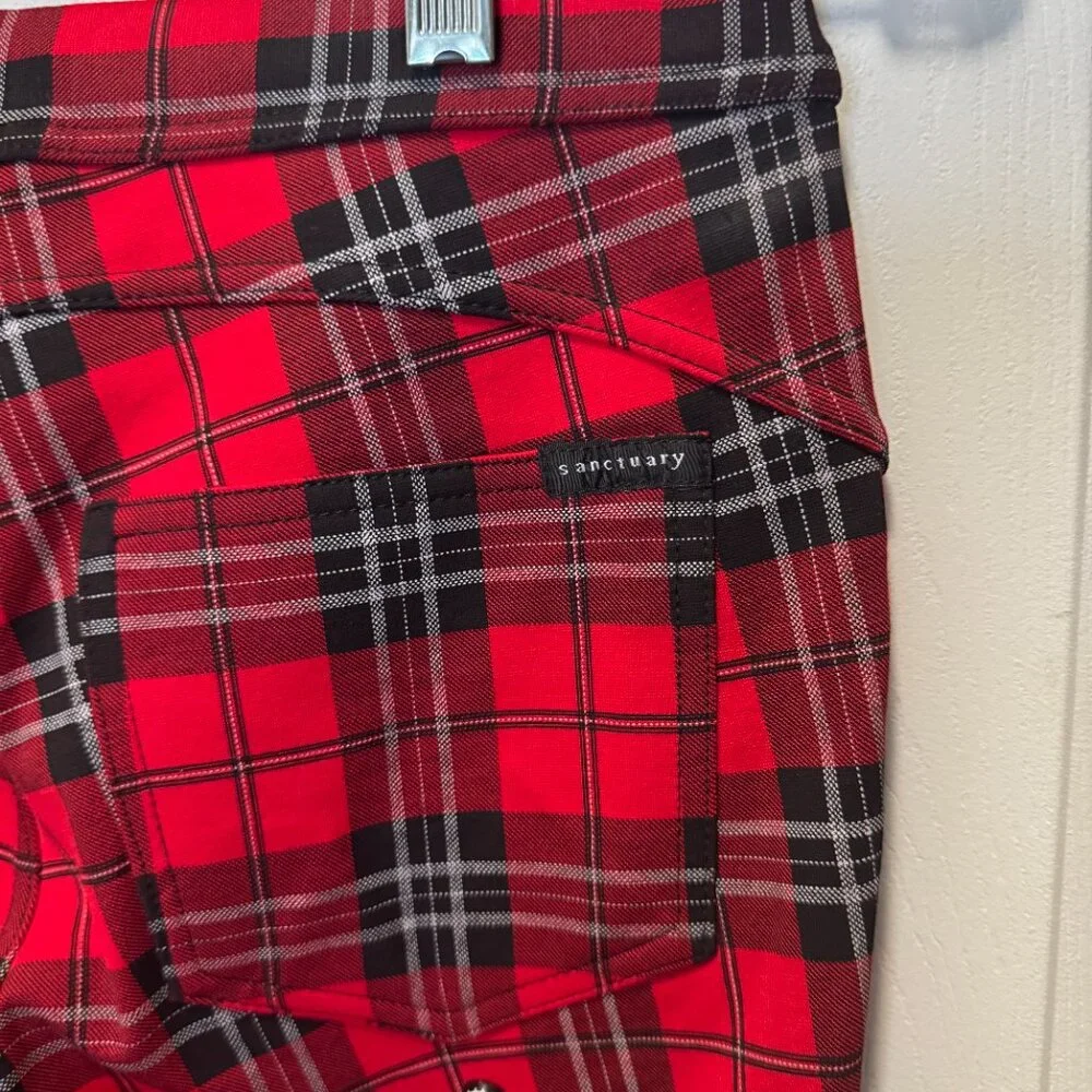 Sanctuary Red Plaid Grease Leggings. NWOT Size Small - Picture 6 of 7